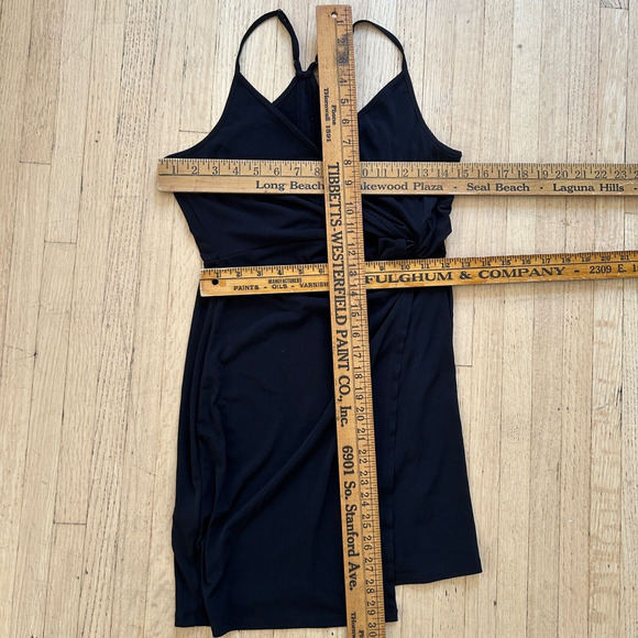 BCBGeneration Faux Wrap Mini Dress Women XS Sleeveless Racer Back Stretch Black - Picture 7 of 8
